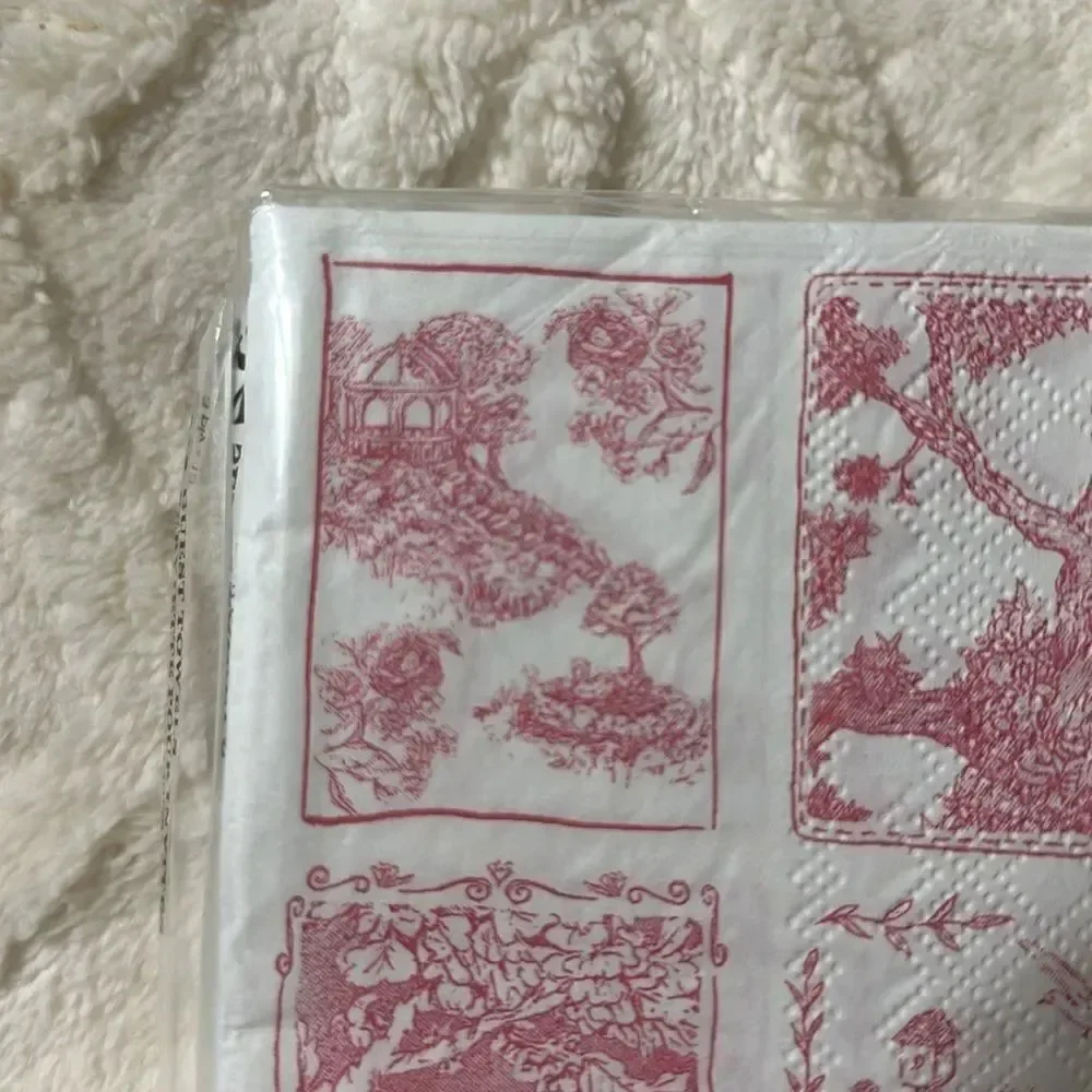 Punch Studio 32 x 2pk Guest Paper Towel Napkins White Pink English Toile Print